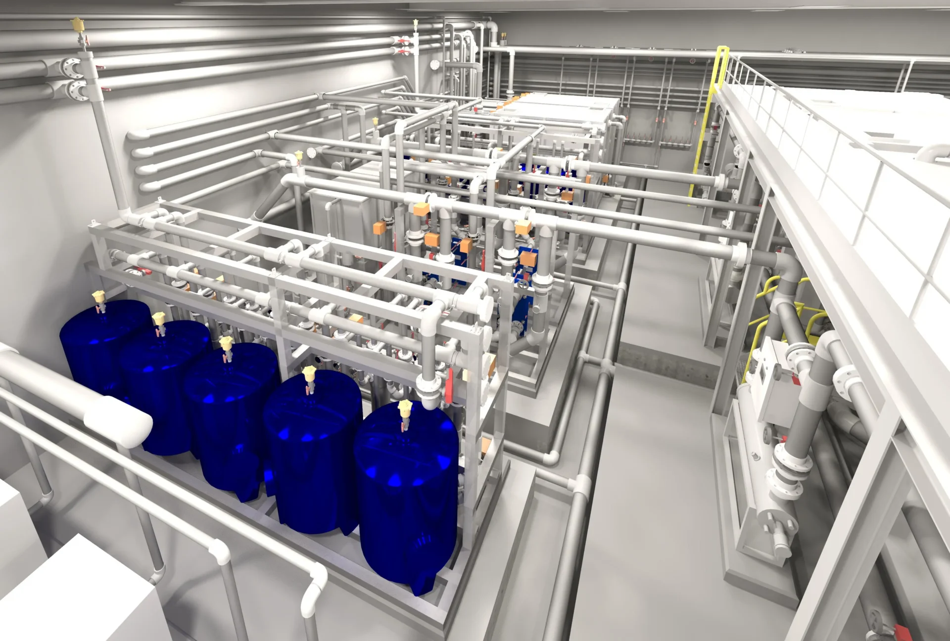 01 Life support system plant room render for coral research facility, Red Sea